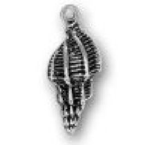  Sterling Silver Charm W/Ring- Conch Shell 22x10mm