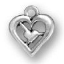 Sterling Silver Charm-Heart With Interwoven Heart 16x16mm