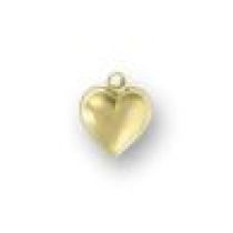 Sterling Silver Charm-Gold Plated Small Puff Heart 8x7mm