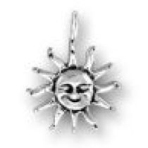 Sterling Silver Charm- SUN WITH FACE 19X19MM