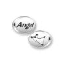 Sterling Silver Mini Message Bead- ANGEL 6x9mm