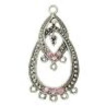 Earring Component (40x22mm)Crystal Double loops- Lt. Rose