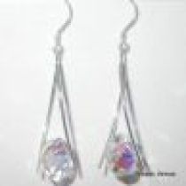 Sterling Silver Earrings With Swarovski Briolettes- Crystal AB