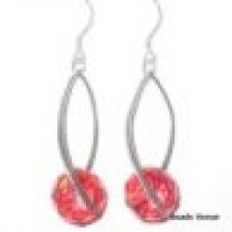 Sterling Silver Earrings With Swarovski Briolettes-Padparadsch