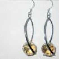 Sterling Silver Earrings With Swarovski Briolettes-Golden Shadow