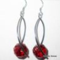 Sterling Silver Earrings With Swarovski Briolettes-Red Magma