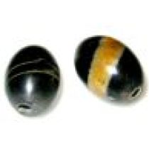 Horn Bead Striped Oval 21 x16 mm 