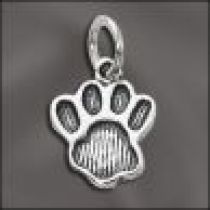  Sterling Silver Charm W/OPEN RING Paw Print -Large