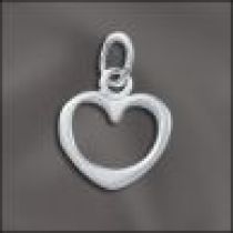 Sterling Silver Charm W/OPEN RING- Medium open Heart 