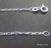  Sterling Silver Figaro 1+1 Diamond Cut Chain W/Clasp -40 cms.