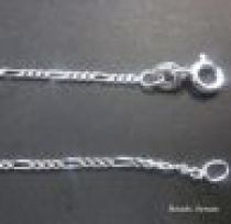  Sterling Silver Figaro 3+1 Diamond Cut Chain W/Clasp -45 cms.