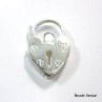 Sterling Silver Lock Heart W/key Hole 14 x 10mm