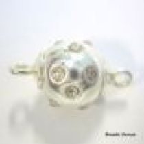 Sterling Silver Ball Magnetic Clasp W/CZ Stones-8mm