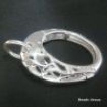 Sterling Silver Filigree Oval Lobster Clasp W/6mm open ring-15x20mm