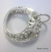 Sterling Silver Filigree Round Lobster Clasp W/6mm open ring-18mm