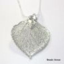 Natural Aspen Leaf Necklace -Fine Silver Plated W/Chain