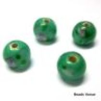  Lampwork Glass Beads Round-6m- Dark Green