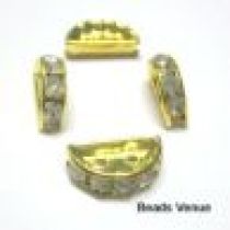  Half Moon Rondelles Gold Plated-12 x 7 mm