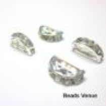  Half Moon Rondelles Silver Plated - 12 x 7 mm