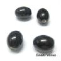  Glass Oval Beads- 11X9MM-Black(Waxy Opaque)