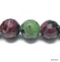 Ruby In Zoisite Faceted Round Beads  10mm