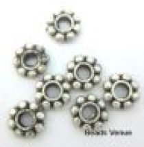  Daisy Spacer Beaded 6mm Ant. Silver Wholesale Pack