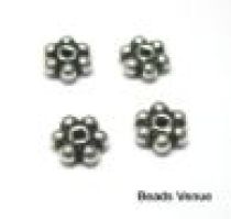 Sterling Silver Daisy Spacer Bead 3.4x1 mm Antique finish -Wholesale Pack