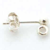 Sterling Silver (AT) 3mm Ball Earring W/open Ring & Back -Wholesale Pk.