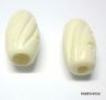 Bone Tube Bead White Hand Carved 16x 8mm