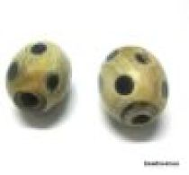 Horn Oval Bead Dotted 12 x 16mm