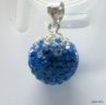 Pave Pendant Round Ball- 10mm-Crystal Capri Blue