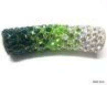 Pave Tube Bead W/S. Silver Core-35 X 9mm(Hole 4.5mm)Crystal Peridot emerald