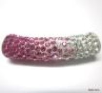 Pave Tube Bead W/S. Silver Core-35 X 9mm(Hole 4.5mm)Crystal Rose Lt. Rose