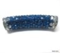 Pave Tube Bead W/S. Silver Core-35 X 9mm(Hole 4.5mm)Crystal Capri Blue