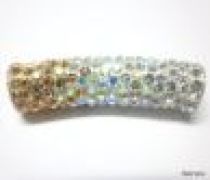 Pave Tube Bead W/S. Silver Core-35 X 9mm(Hole 4.5mm)Crystal Lt. Peach 