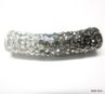 Pave Tube Bead W/S. Silver Core-35 X 9mm(Hole 4.5mm)Crystal Bl. Diamond