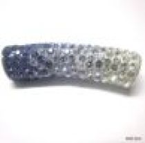 Pave Tube Bead W/S. Silver Core-35 X 9mm(Hole 4.5mm)Crystal Tanzanite 