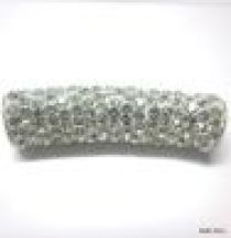 Pave Tube Bead W/S. Silver Core-35 X 9mm(Hole 4.5mm)Crystal 