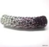 Pave Tube Bead W/S. Silver Core-35 X 9mm(Hole 4.5mm)Crystal Lt. Amethyst, Amethyst