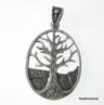 Sterling Silver Pendant Oval- Tree Of Life-24 x35mm