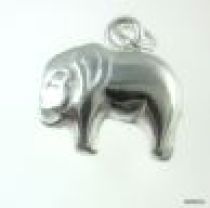 Sterling Silver Charm W/OPEN RING- Elephant-10.3x10.8mm