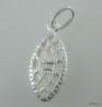 Sterling Silver Filigree Oval Charm--14x6.5mm