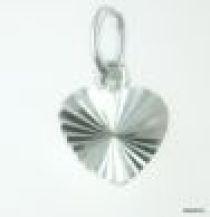 SSterling Silver Charm W/OPEN RING-Diamond Cut Heart 8.0 x 6.5mm -(Wholesale Pack-10 Pcs.) 