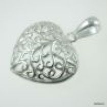 Sterling Silver Pendant W/Bail- Filligree Heart -18.5 mm