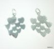 Sterling Silver Charm W/OPEN RING-Nine Hearts -15mm