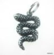 Sterling Silver Charm W/Ring - Snake -18 x10.5mm