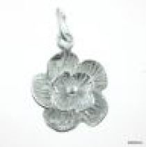 Sterling Silver Charm W/ Ring- Flower 12 x 9 mm