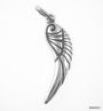 Sterling Silver Charm W/Ring- Angel Wing-29 x 9mm