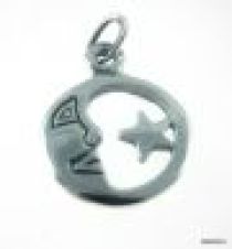 Sterling Silver Charm- MAN IN MOON & STAR 15X12MM 