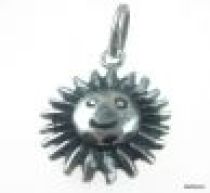 Sterling Silver Charm W/Ring- SUN WITH FACE 15.7X13MM 
